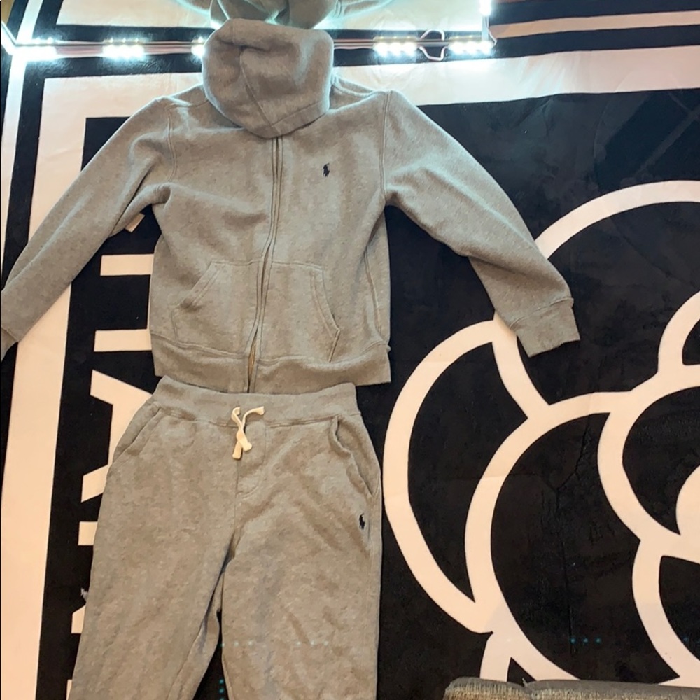 Gray Polo Ralph Lauren Sweatsuit Set.